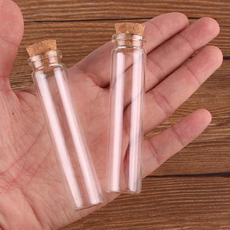 

50pcs 18*80*12.5mm 13ml Mini Glass Wishing Spice Bottles Tiny Jars Vials With Cork Stopper pendant crafts