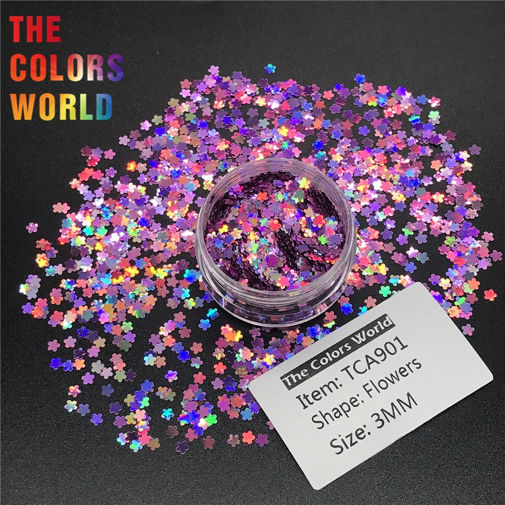 TCT-200 Flower Shape Holographic Laser 3MM Size Nail Glitter Nail Art Decoration Face Glitter Makeup Body Painting Handwork DIY