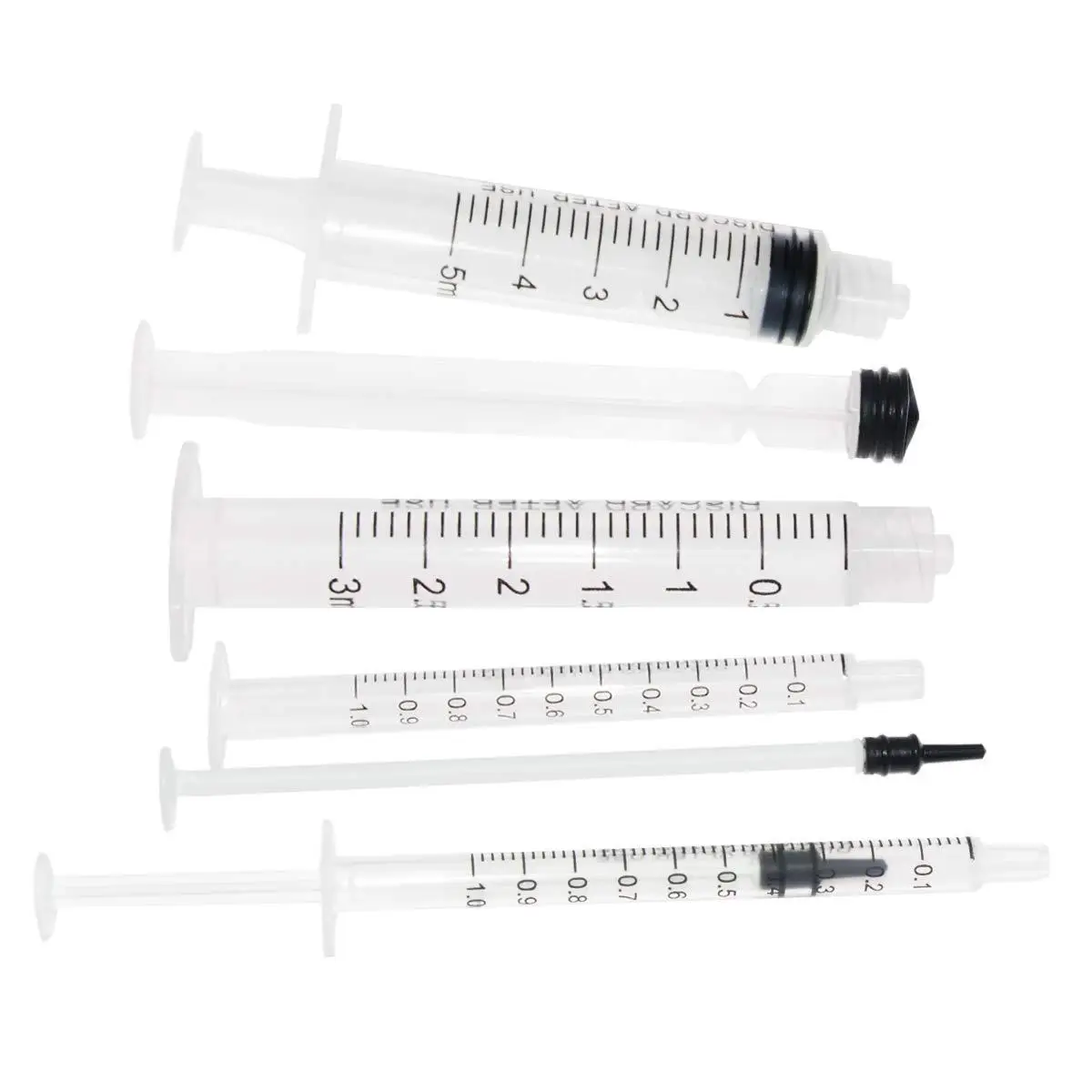 Plastic Syringe 1ml 3ml 5ml 10ml For Lab and Industrial Dispensing Adhesives Glue , With1inch Blunt Tip Needles , Non-sterile