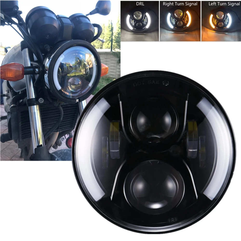 7 Inch Motorcycle Headlight Amber LED Turn Signal Light 60W 30W 12V Round LED HeadLamp Moto Accessories