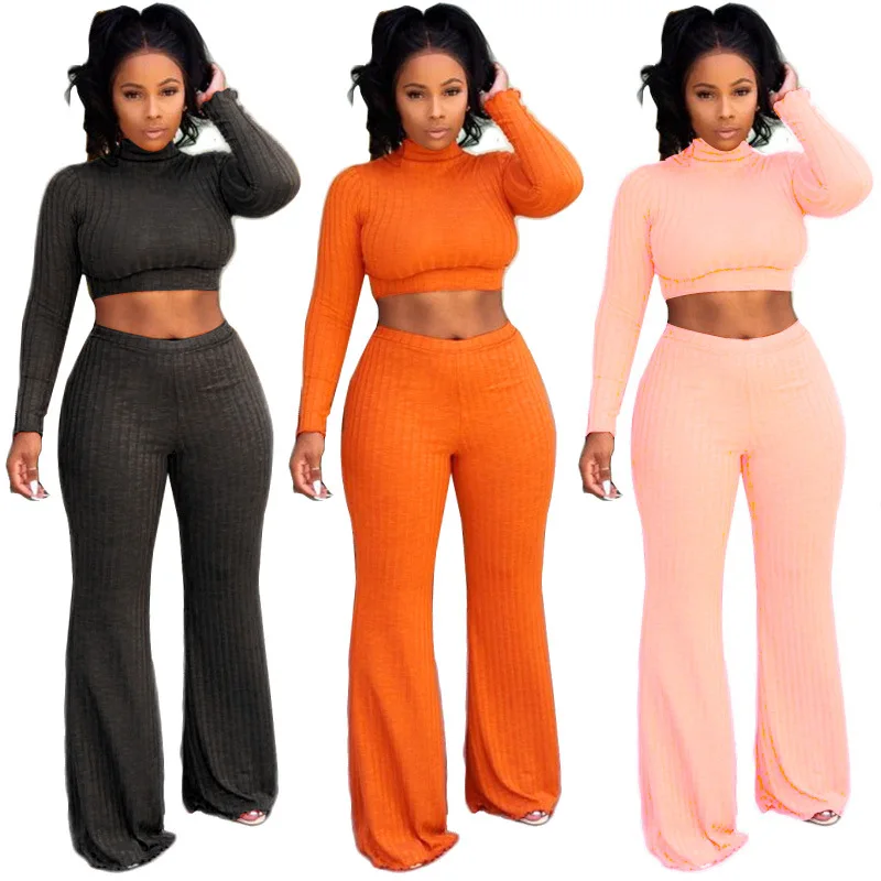 Women cotton crop top pants outfit 2 piece set tracksuits for women female lady winter women's two piece set women's suit 2018