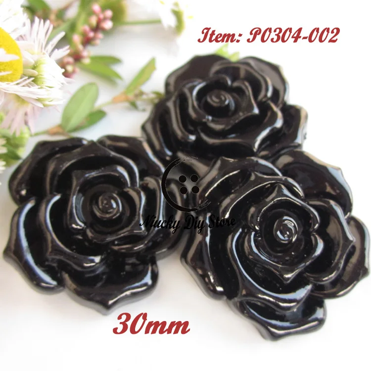 50pcs 30mm black rose buttons decorative accessories buckles corasage fur coat buttons sewing materials wholesale