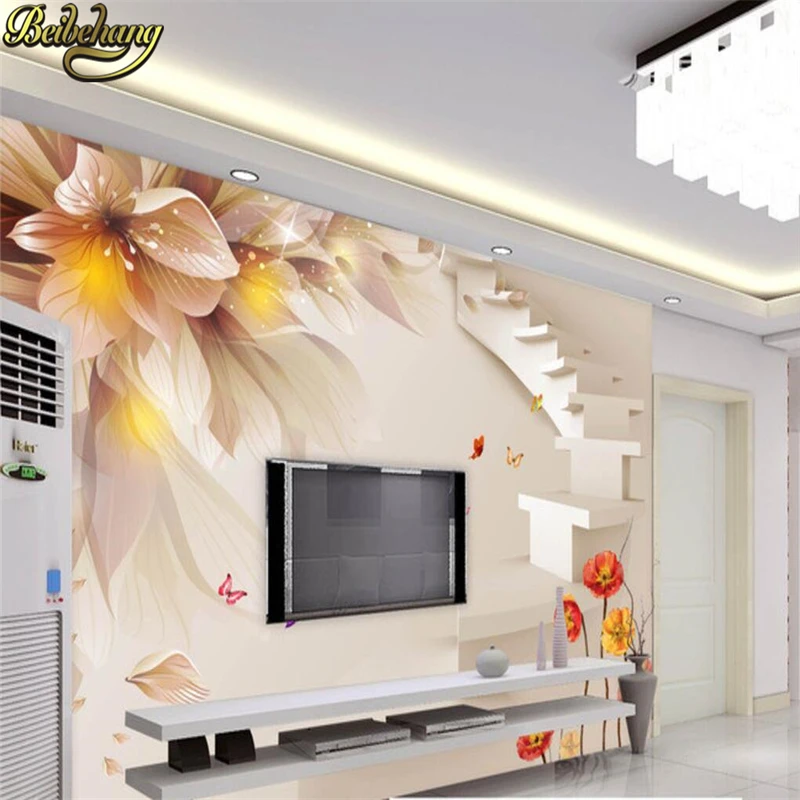 

beibehang Custom Dream Lily Butterfly Channel papel de parede 3D photo mural wallpaper murals for living room wall paper roll