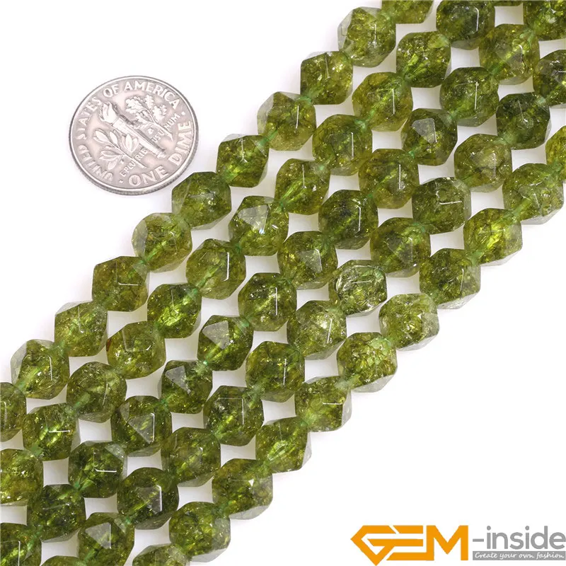 Faceted Dyed Peridots Crystal Cambay DIY Loose Beads For Jewelry Making Strand 15 Inches Necklace