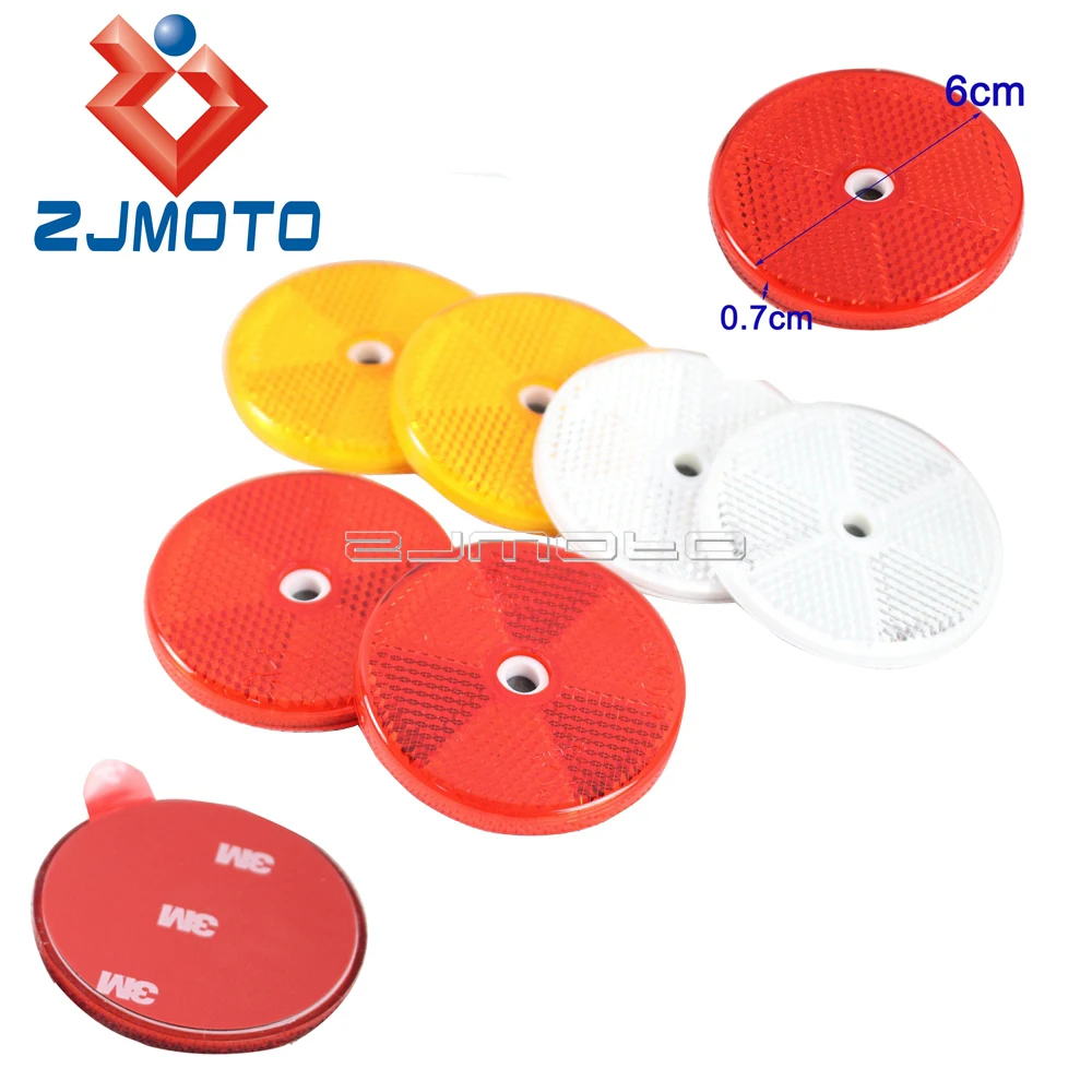 2pcs Motorcycle Safety Warning Reflectors Round Red Reflectors 4cm Universal For Harley Honda ATV Dirt Bikes Car Trailer ECE SAE