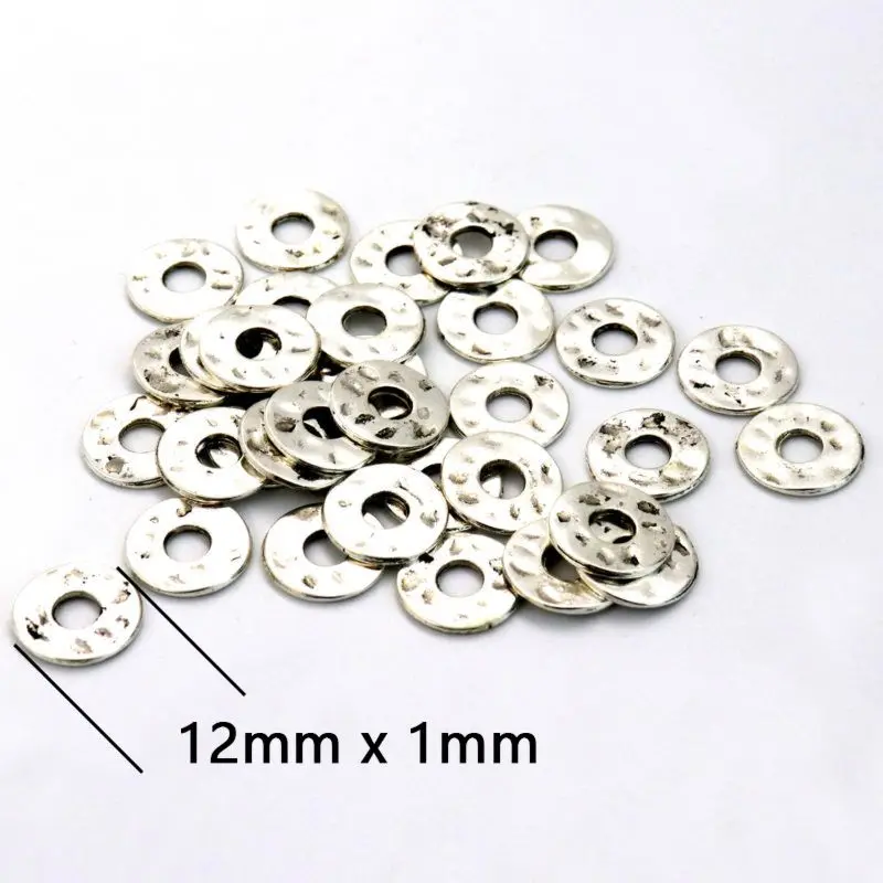 50 stücke silberne Farbe runde Metall perle dünne Dichtung lose Abstand halter Perle für Schmuck finden Loch 4mm Größe 12mm DIY Schmuck Zubehör – Detail 2