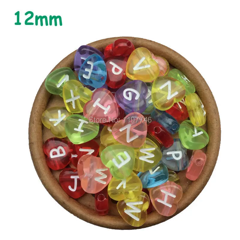 1315pcs fashion Assorted Transparent Acrylic Alphabet Letter Heart Beads 12X12mm jewelry pendant sewing applique DIY craft