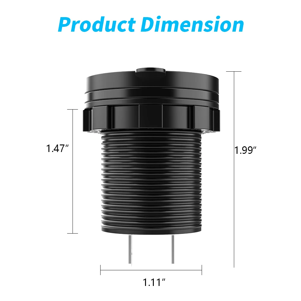 MICTUNING 36W Fast USB-C Car Charger USB Quick Charge PD QC3.0 Type C Socket W/ LED Digital Voltmeter Universal Power Outlet