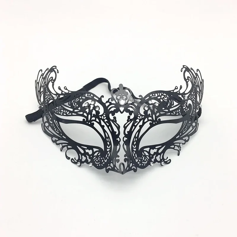 Masque pour les yeux en métal noir et Sexy pour femmes, mascarade, Costumes d'halloween, masque en diamant de carnaval, accessoire de fête, Mardi anonyme, article tendance