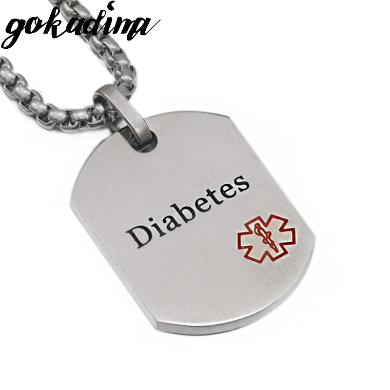 GOKADIMA 2019 Fashion Get Together Stainless Steel Jewelry Trendy Medical Symbol Diabetes Pendant Necklace Silver Color WJP31