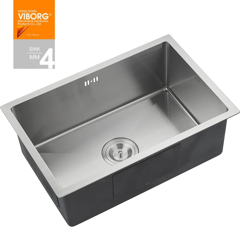 

(720 x 400 x 220 mm) VIBORG Deluxe Handmade Extra-thick 304 Stainless Steel Undermount Single Bowl Kitchen Sink