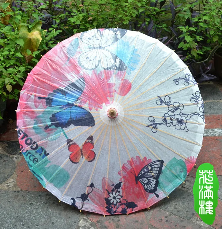 

Dia 60CM/84CM Dreamlike Colorful Butterfly in Flower Oiled Paper Umbrella Handmade Bamboo Parasol Dance Gift Props Umbrella