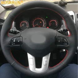 Car-styling Leather Hand-stitched Car Steering Wheel Covers For Kia Sportage 3 SL 2011-2014 Kia Ceed 2010 Car accessories