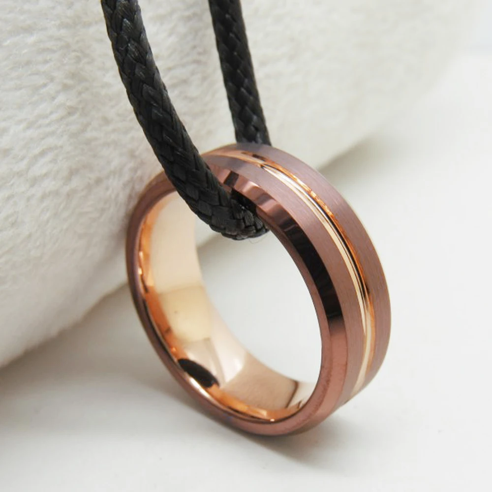 Coffee Tungsten Ring With Rose Golden Inside Order Link For Dominic