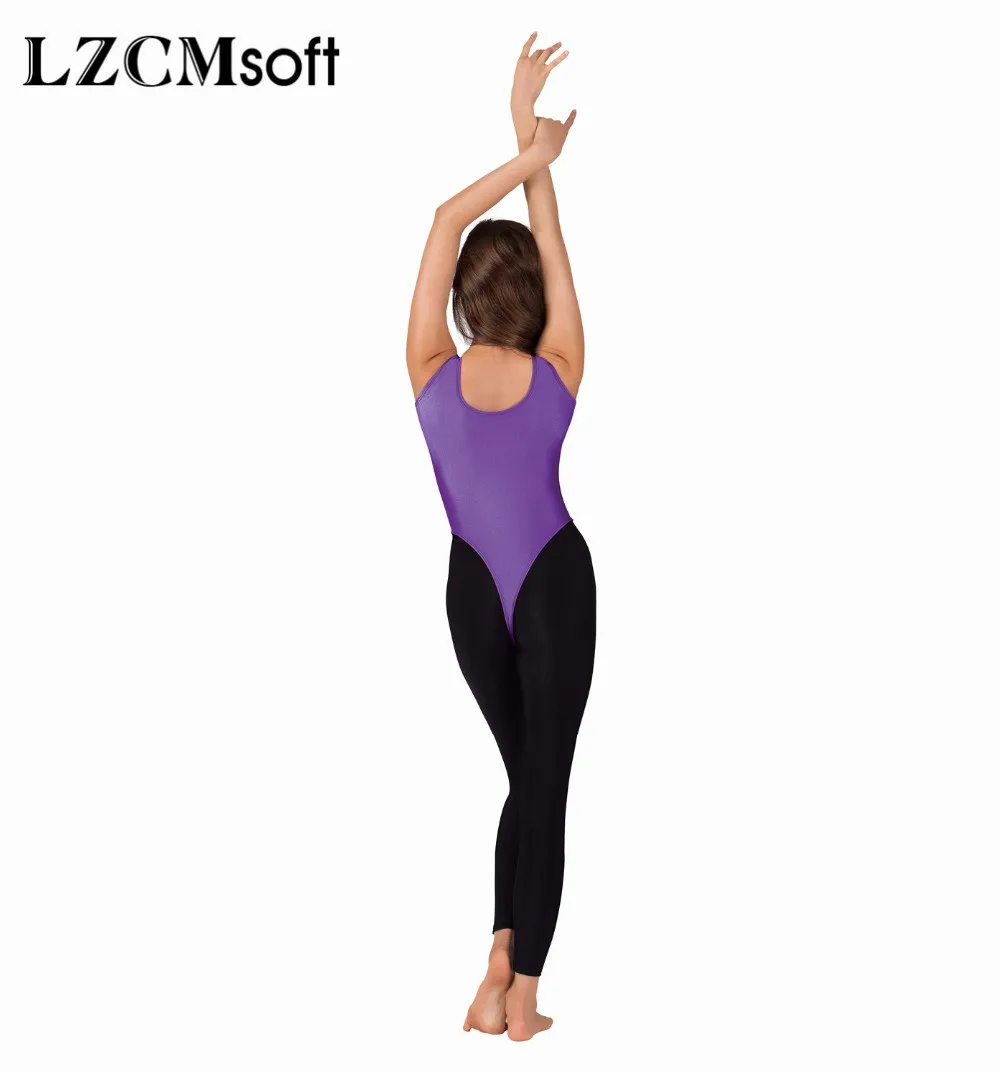 LZCMsoft Women\'s Sexy Tank Gymnastics Leotard Spandex Nylon Sleeveless Ballet Dance Leotards Bodysuit Stage Performance Tops