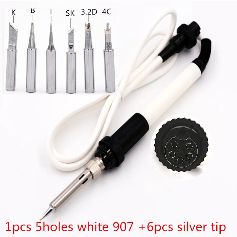 SZBFT 50W White Soldering Iron Handle for HAKKO 907/ESD 907 936 937 928 926 Soldering Station with soldering tip