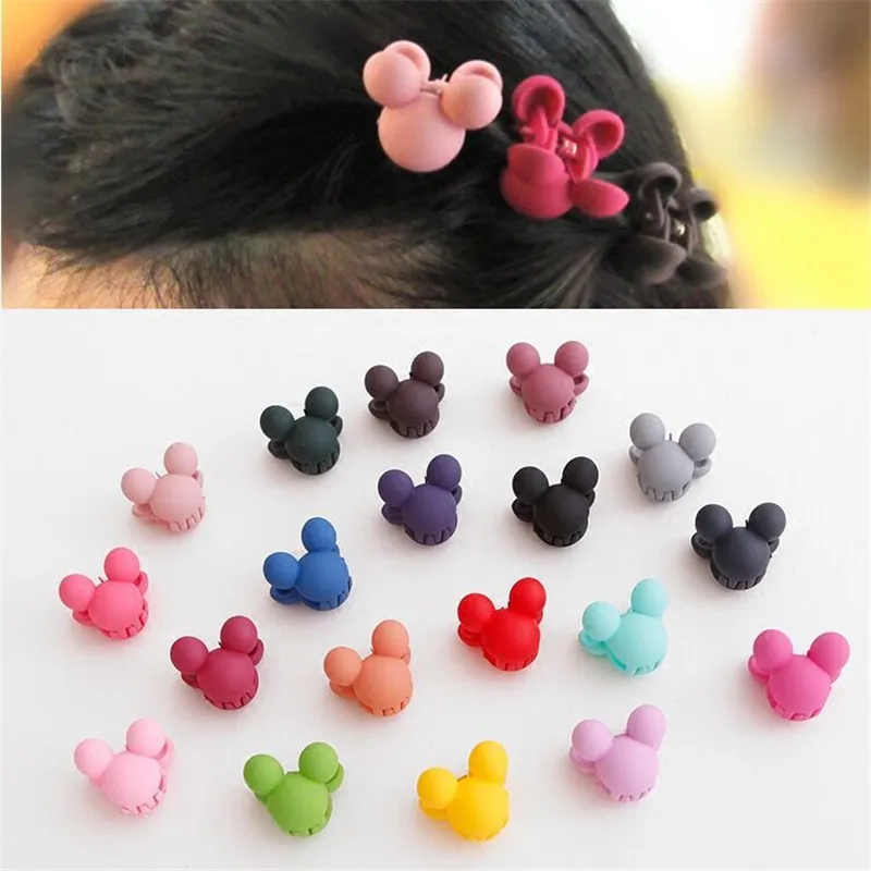 20Pcs/Lot Cartoon Children Hair Gripper Mix Cute Candy Color Mini Scrub Small Crabs Hair Claw Clips