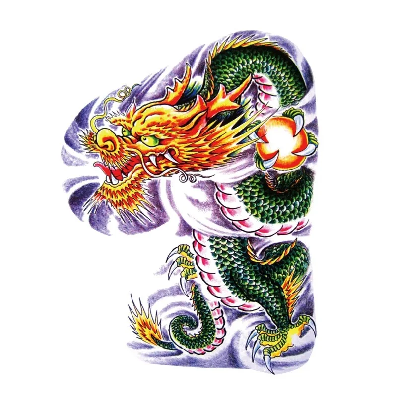 Fake Tattoo Sticker Colorful Raglan Dragon 5pcs/lot Waterproof Durable Temporary Tattoo for Man and Women tatouage temporaire