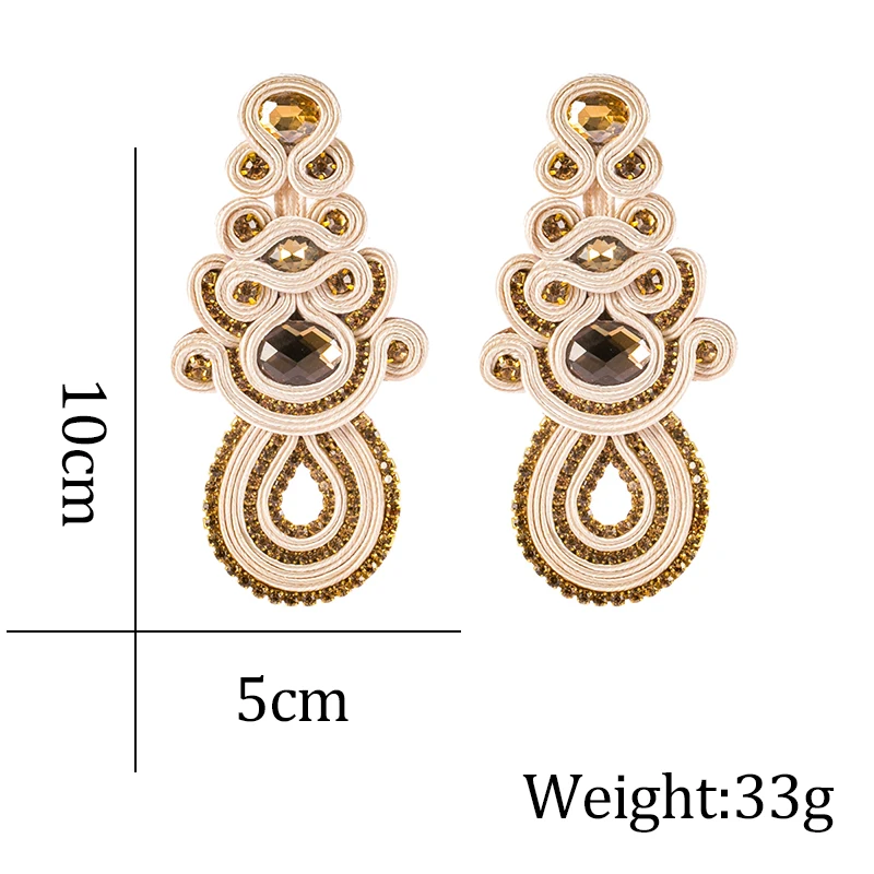 KPacTa New Fashion Design Soutache Ethnic Handmade Earrings Jewelry Female Crystal Decoration Drop Earring Gift boucle d'oreille