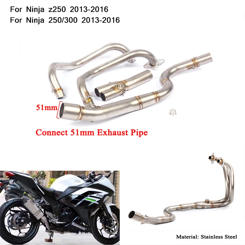 

Motorcycle Front Link Pipe Stainless Delete Replace Original Silencer System Lossless Modified For Ninja 250 300 z250 2013-2016