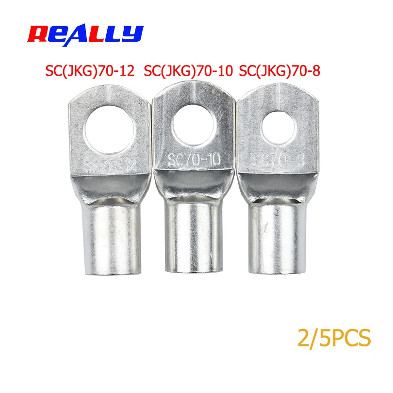 REALLY SC70-8 70-10 70-12 Copper Cable Lug Kit Bolt Hole Tinned Cable lugs Battery Terminals copper nose Wire connector