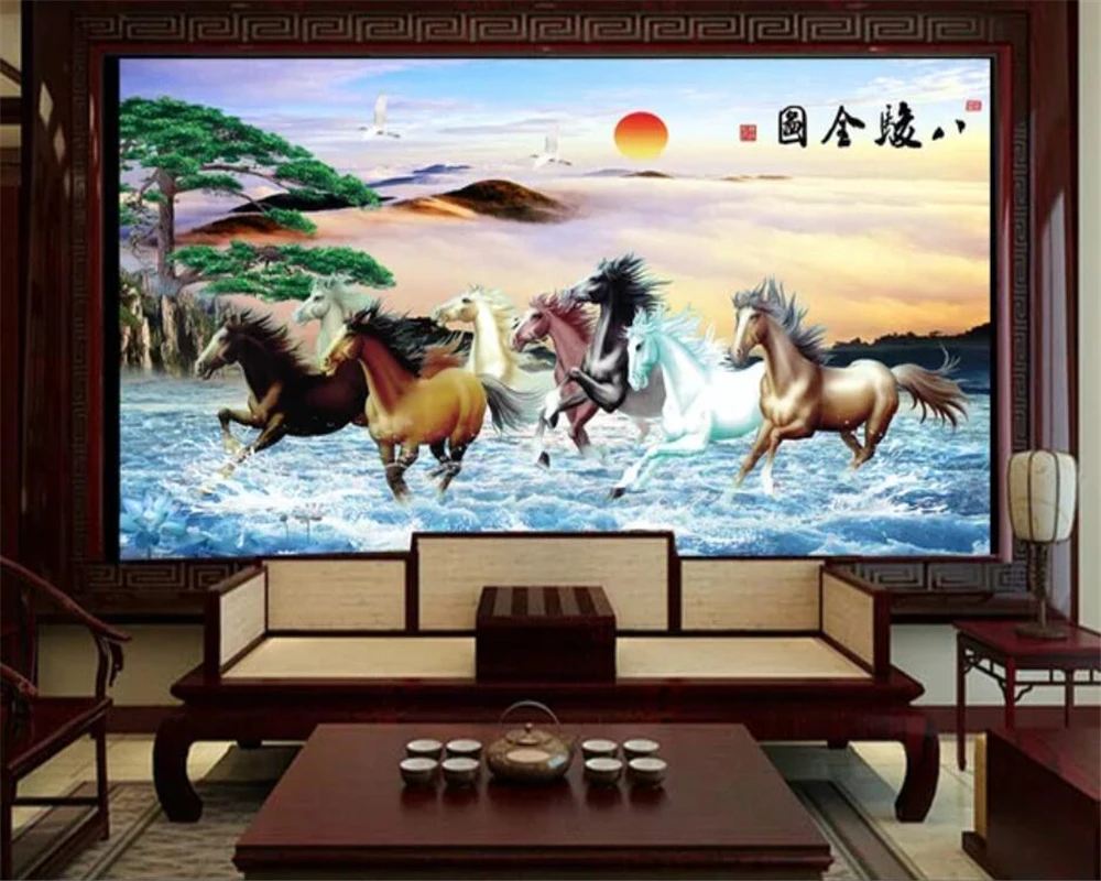 Custom wallpaper 3D behang solid mural eight Jun full picture welcoming pine TV background wall living room bedroom wallpaper