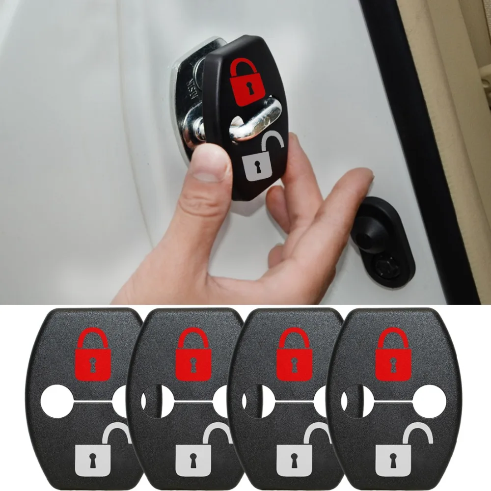 High Quality Car Styling DIY Lock Sticker Car Door Lock Cover Fit For Toyota 4runner Matrix Mirai Previa Venza Sienna 4pcs