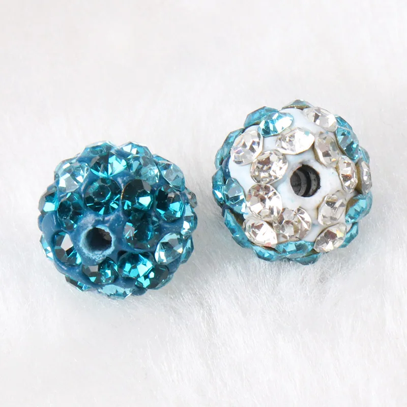 10mm Blue White Clay Paved Crystal Disco Rhinestone Ball Shape Beads DIY For Bracelet jewelry making 10pcs/lot