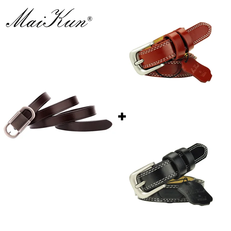 3PCS Combination Sale Maikun Belts for Women Vintage Pin Buckle Belts Women Fashion Leather Belt