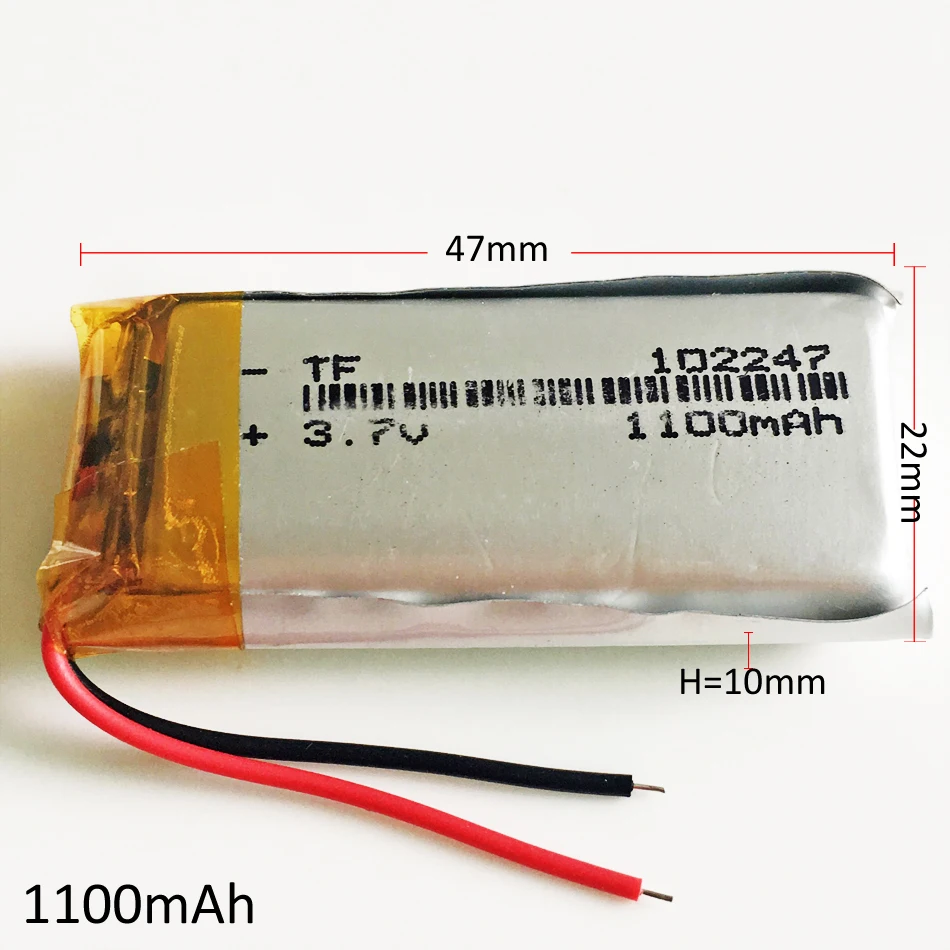 3.7V 1100mAh Lipo Polymer Lithium Rechargeable Battery 102247 For MP3 GPS PDA DVD bluetooth recorder e-book Camera Ppower Bank