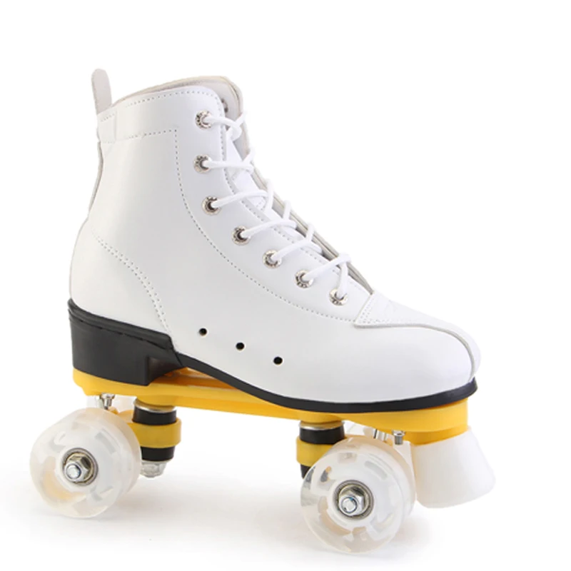 

White Black double row skates adult four-wheeled roller skates shoes for beginners skating roller shoes special