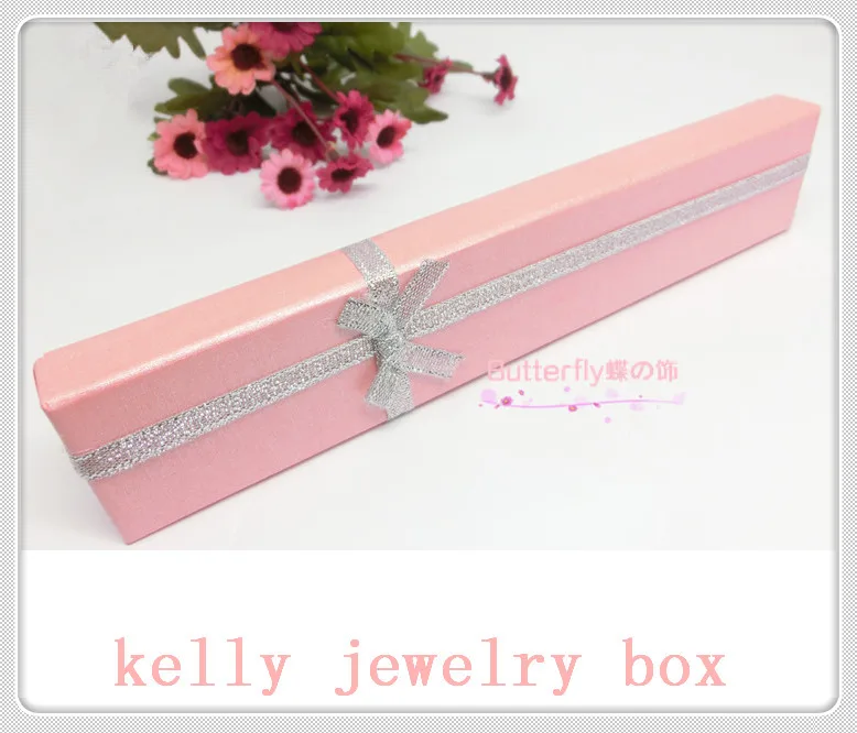 

Hot Sale 24pcs/lot 20x4x2cm Pink Paper Jewelry Box Cute Necklace Gift Box Favor Jewelry Display Packaging Boxes Bracelet Box