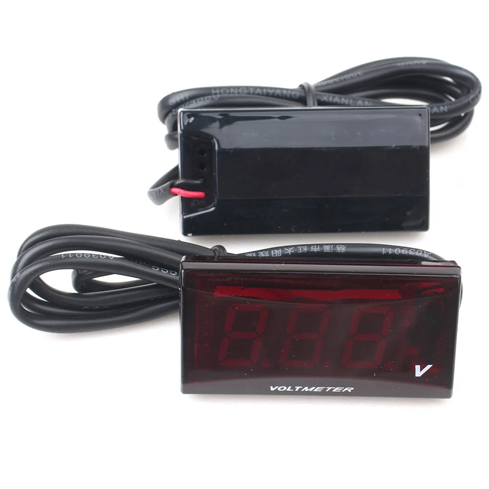 Motorcycle Voltmeter Mini LED Digital Voltage Meter Warning Gauge Universal