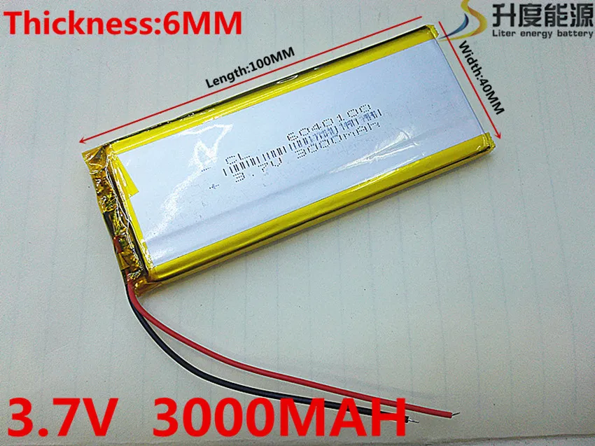 

10pcs 3.7V 3000mAh 6040100 Lithium Polymer Li-Po li ion Rechargeable Battery cells For Mp3 MP4 MP5 GPS mobile