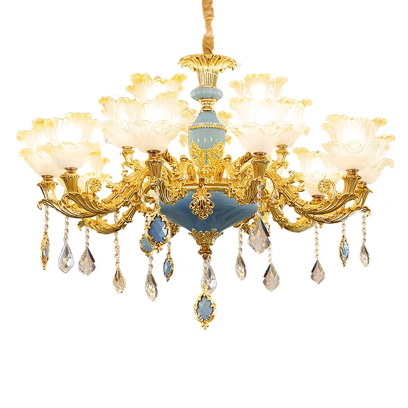 

European style hanging lamp whole house package combination atmosphere luxury bedroom restaurant French alloy crystal chandelier