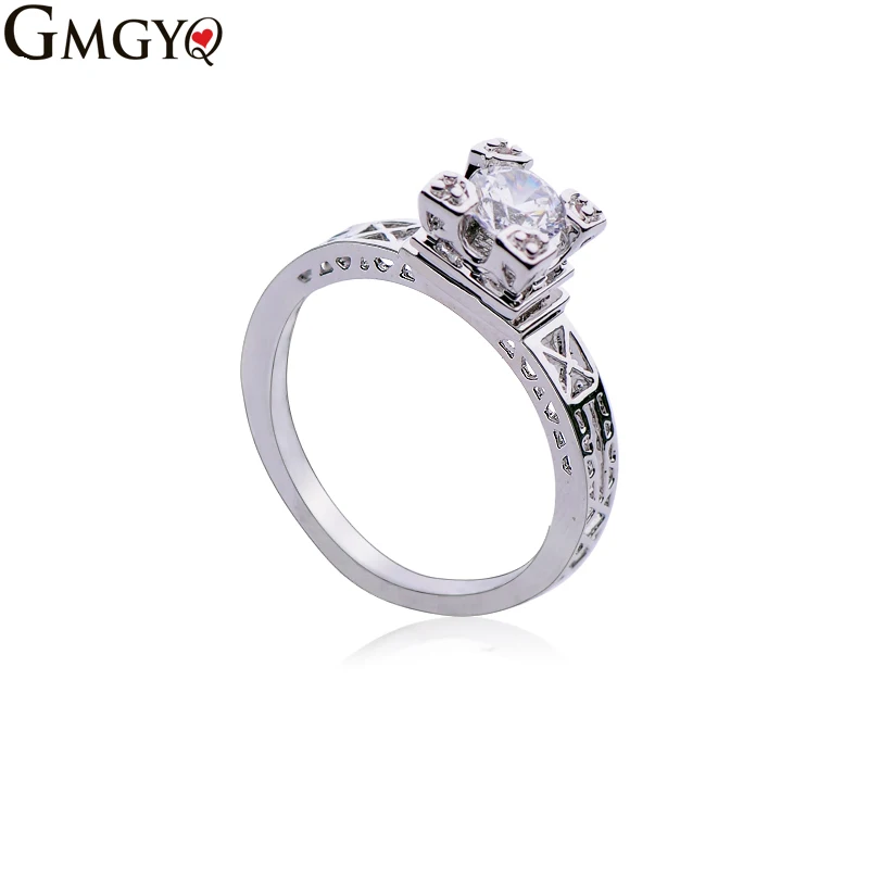 GMGYQ Eiffeltoren Ring Trouwringen Voor Vrouwen Zilver Kleur CZ Strass Sieraden Zirconia Vintage Engagement Ring Sieraden