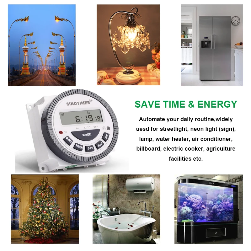 230Vac 2000w 7 Days Weekly Programmable Digital Timer Lighting Switch Output 220V Voltage Inside Battery with Dustproof Cover