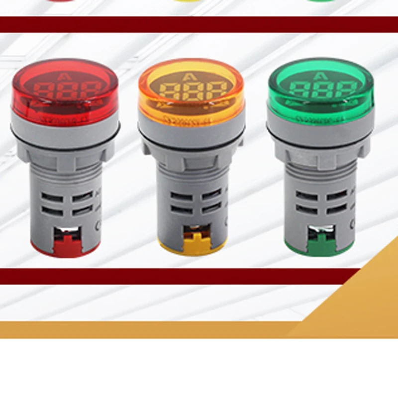 Red ,  yellow,  green round type AC 0-100A AC ampere meter with current transformer 22mm AC ampere indicator display AC current