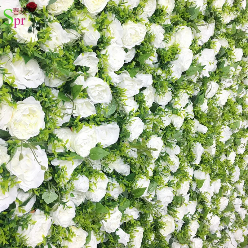 SPR Free Shipping white green grass 3D flower wall wedding backdrop artificial flower row and arch decorative flore