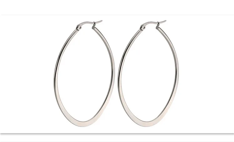 7245 Große Creolen 60mm Ovale Form 316L Edelstahl IP-beschichtet Schmuck Kein Verblassen Allergiefrei – Detail 13