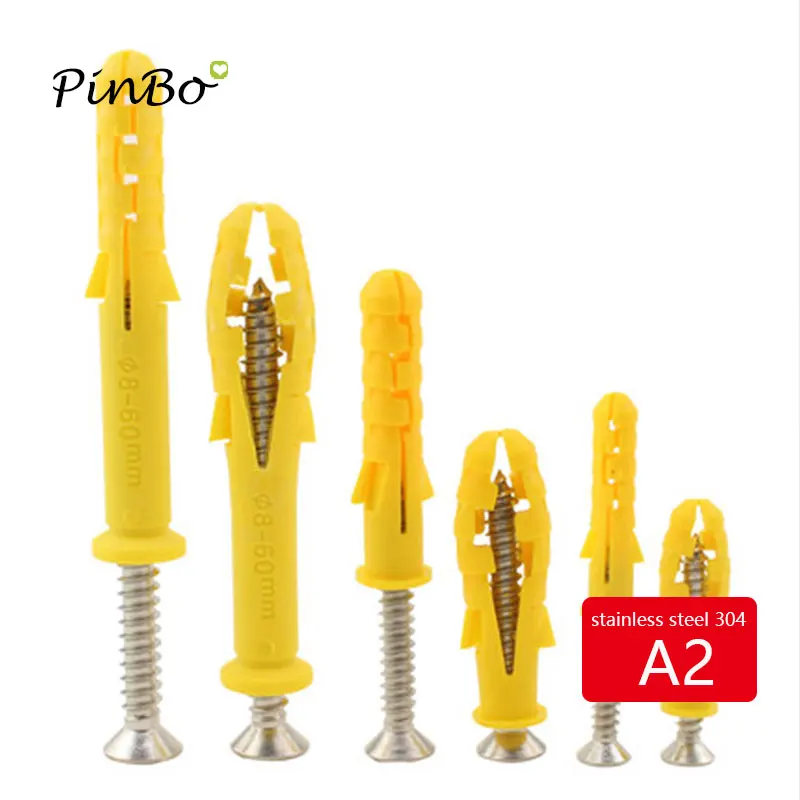 100pc M6*30 sleev nylon wall plug Expansion Tube Screw Bolts Plastic with screw