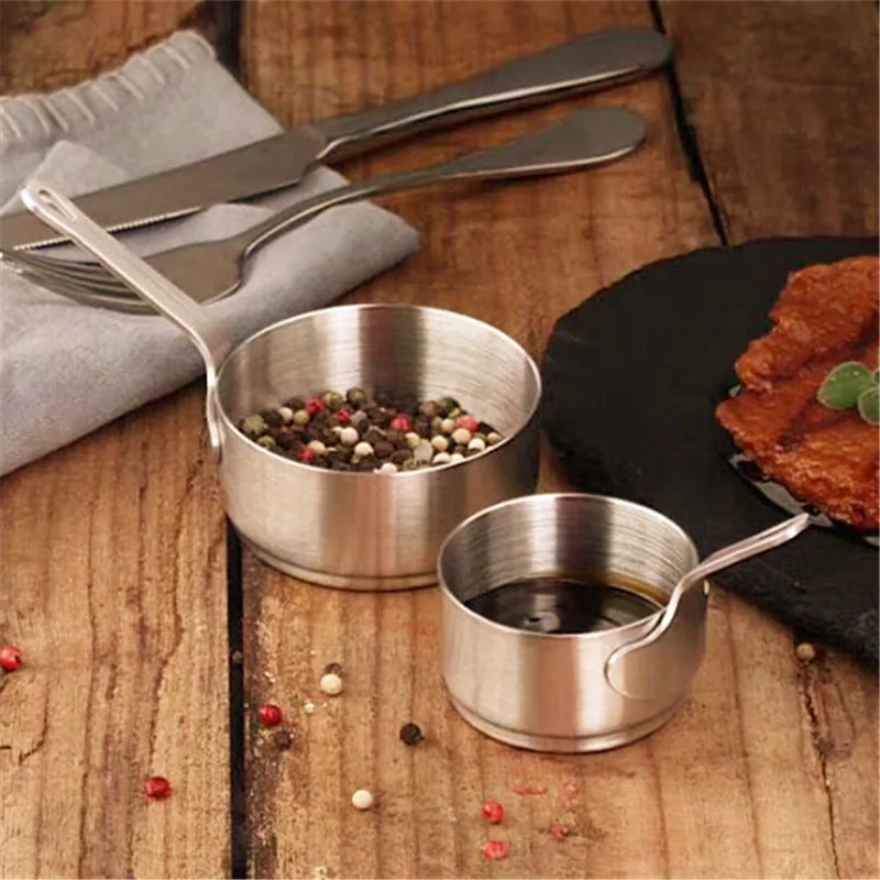 American 304 stainless steel sauce bowl steak sauce pot Korean teppanyaki black pepper bucket mini juice with handle