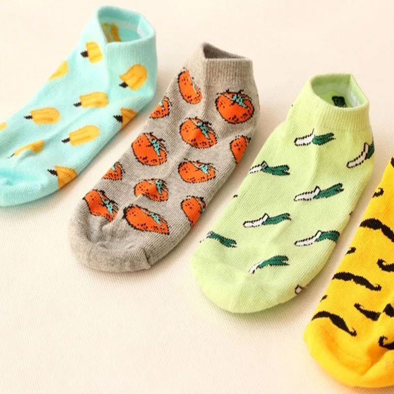 New Cute 11  fruit color love candy color cotton sock summer style women\'s socks women\'s thin sock slippers ws85 1pair=2pcs