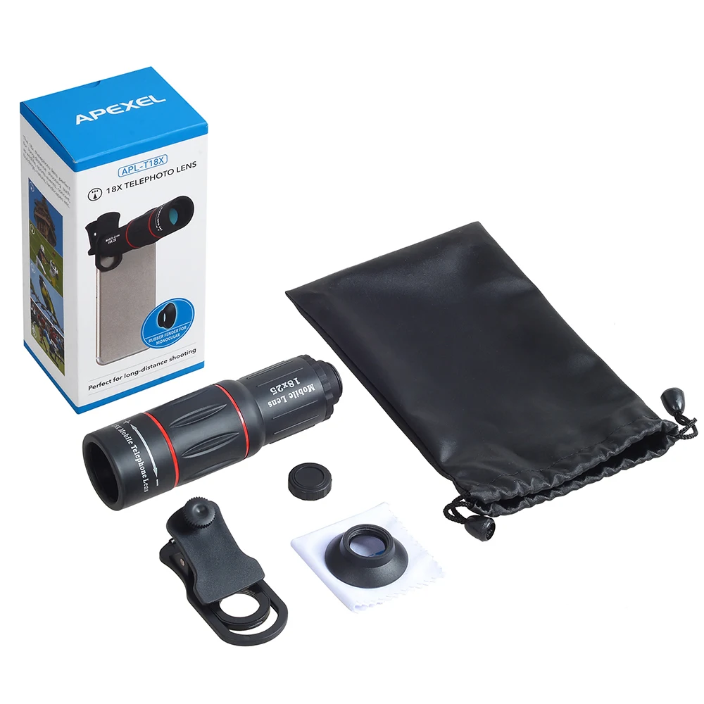Obiektyw APEXEL 18X z zoomem teleskopowym do telefonu komórkowego z klipsami, uniwersalny do iPhone, Xiaomi i smartfonów, model APL-18XT — zdjęcie produktu 6