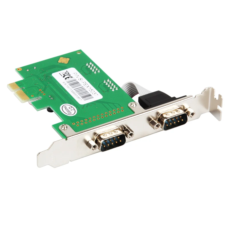 2 منفذ RS232 PCI-Express X1 بطاقة تسلسلية WCH382 شرائح DB9 COM منفذ بطاقات التوسع الصناعي