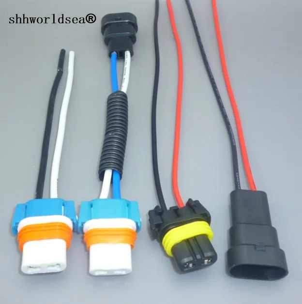 Shhworldsea 2pcs HB3 9005 bulb socket led lamp base adapters car connector extension cable 9005 HB3 ceramic plug adapter plug