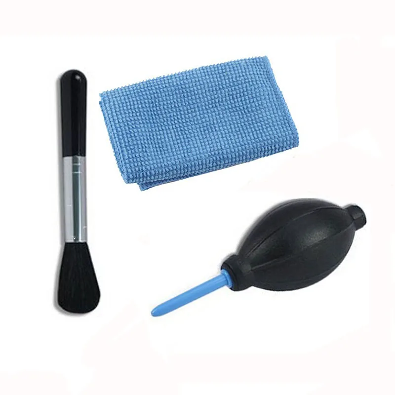 Foleto 3 em 1 lente kit de limpeza conjunto mais limpo escova ventilador ar lente pano tela profissional lcd poeira para canon nikon dslr câmera