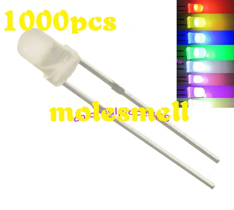 Free shipping 1000pcs 3mm Diffused RGB Rainbow Slow Flashing Flash Red Green Blue LED Leds