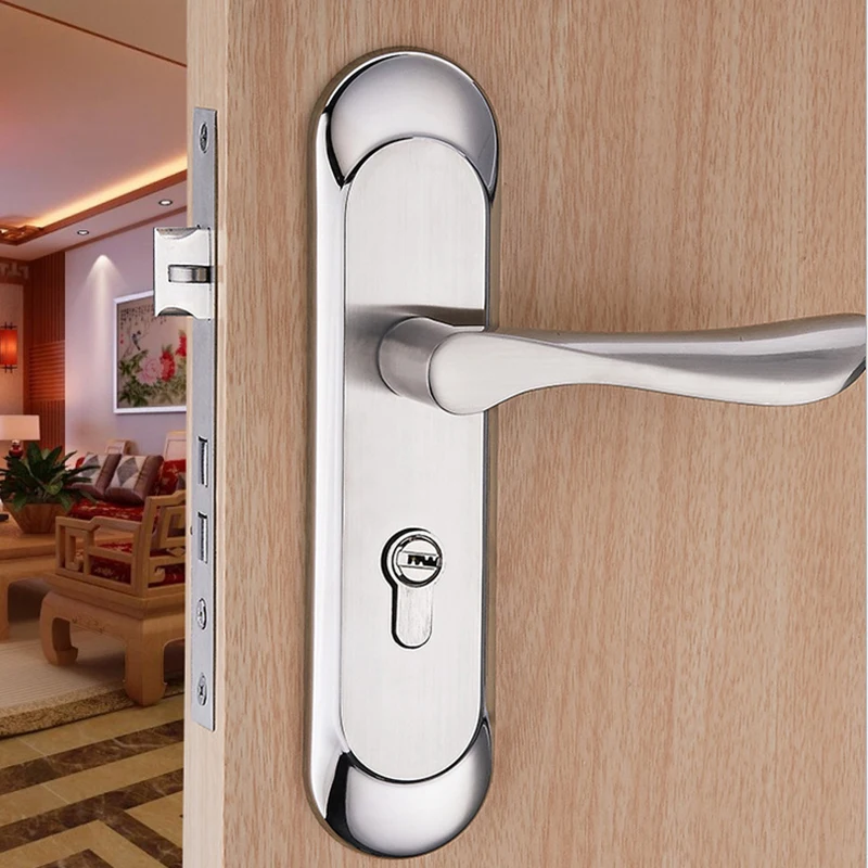 Simple European Stain Steel Door Handle & Lock Security Door Handle ed Panel Indoor Dual Latch Solid Thicken