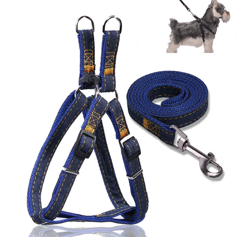 

Petfangfang Jean Puppy Dog Harness Vest And Leash Set For Small Large Dog Leash Rope Adjustable Pet Accessories Outdoor